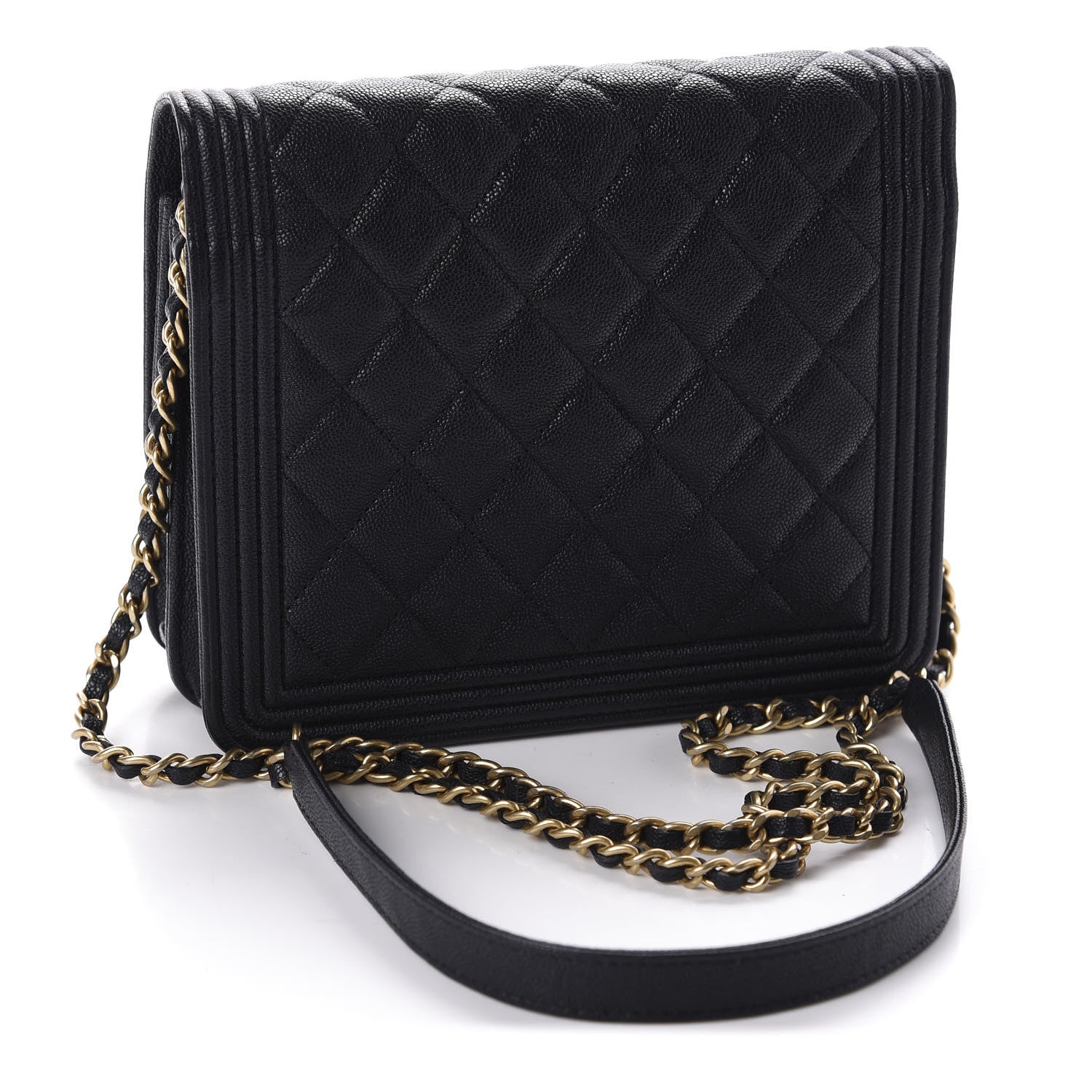 Chanel Caviar Quilted Boy Square Wallet On Chain WOC Navy 3 of 11