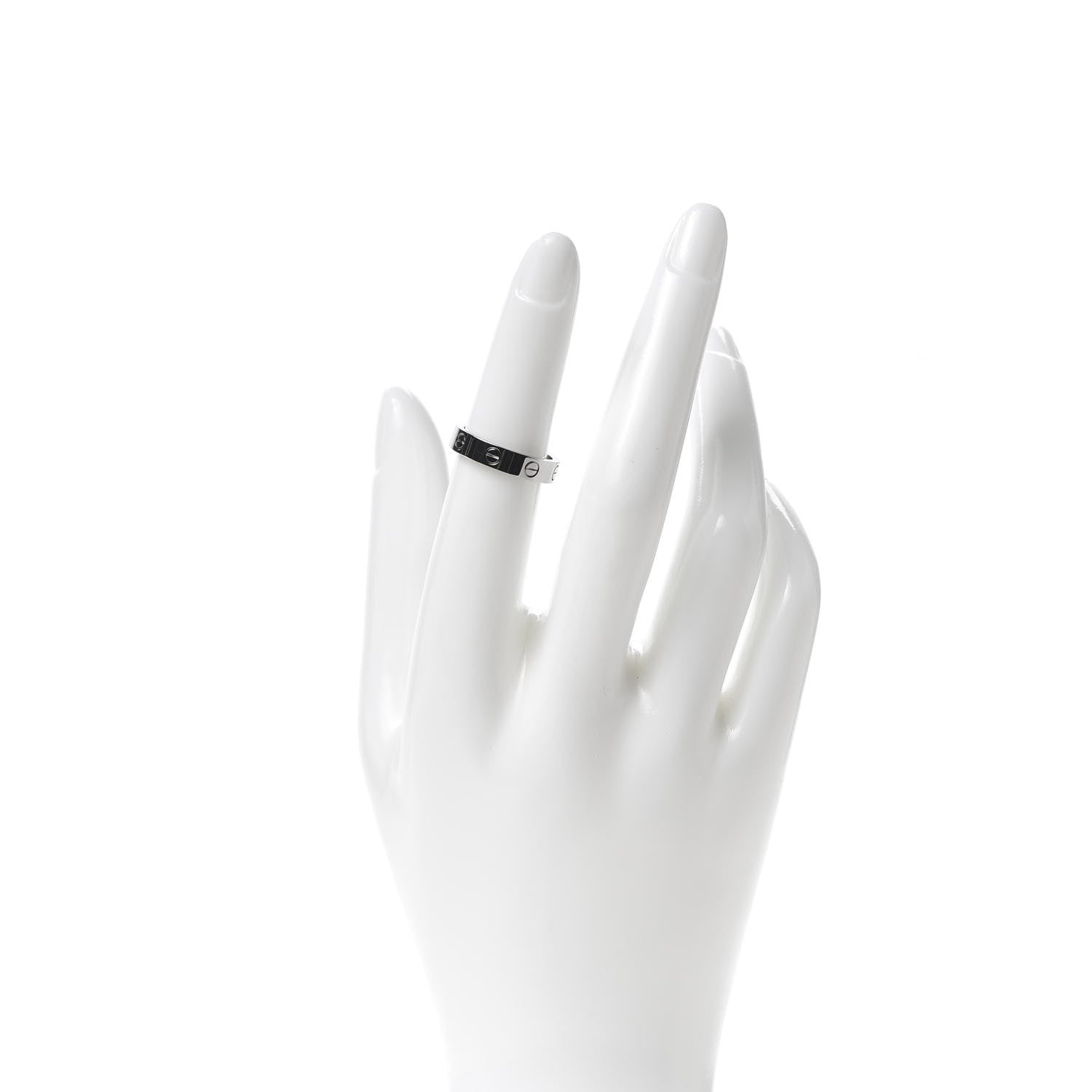 Cartier 18K White Gold Diamond 4mm LOVE Wedding Band Ring 50 5.25 2 of 4