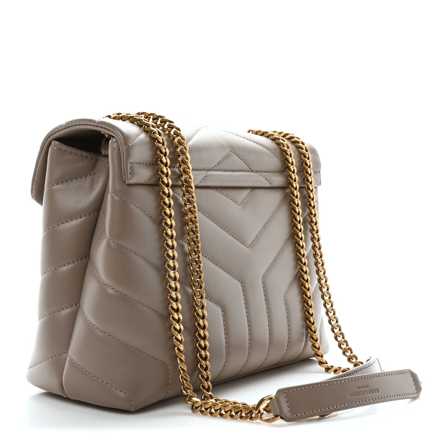 Calfskin Y Quilted Monogram Small Loulou Crossbody Bag Greyish Brown