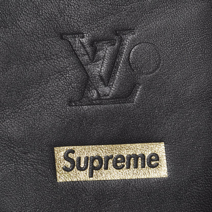 Louis Vuitton X SUPREME Lambskin Mens Hugh Slippers 6 Black 6 of 10