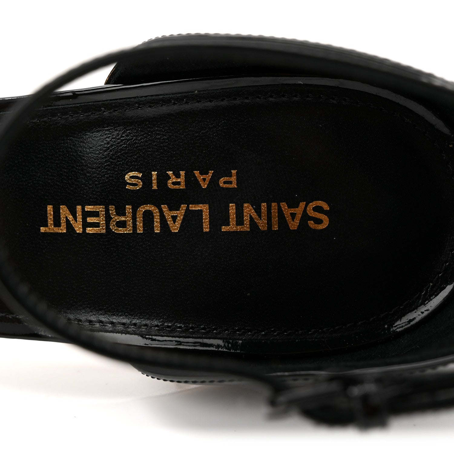 Saint Laurent Patent Calfskin Opyum 110 Sandals 40 Black Gold