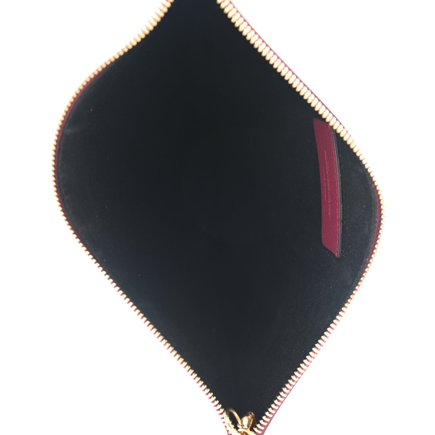 Calfskin Skull Zip Pouch Red