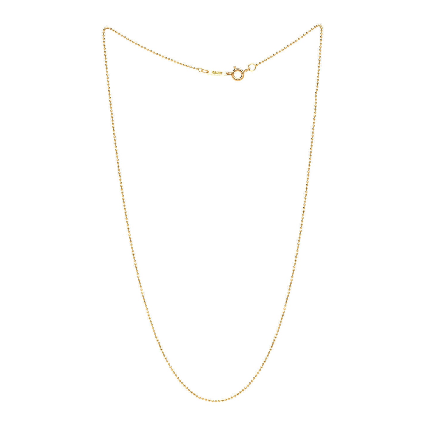 18K Yellow Gold Beaded Chain Necklace 16"