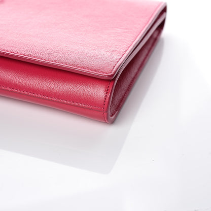 Saint Laurent Goatskin Monogram Large Belle De Jour Clutch Lipstick Fuchsia 6 of 9