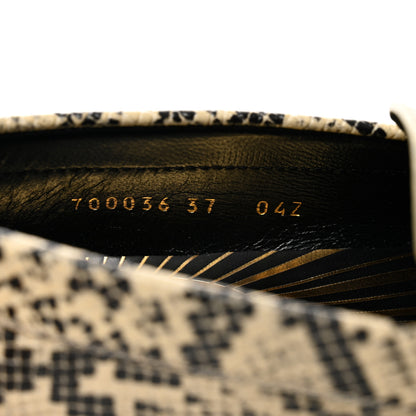 Gucci Calfskin Python Print Womens Script Logo Loafers 37 Beige Avana 8 of 9
