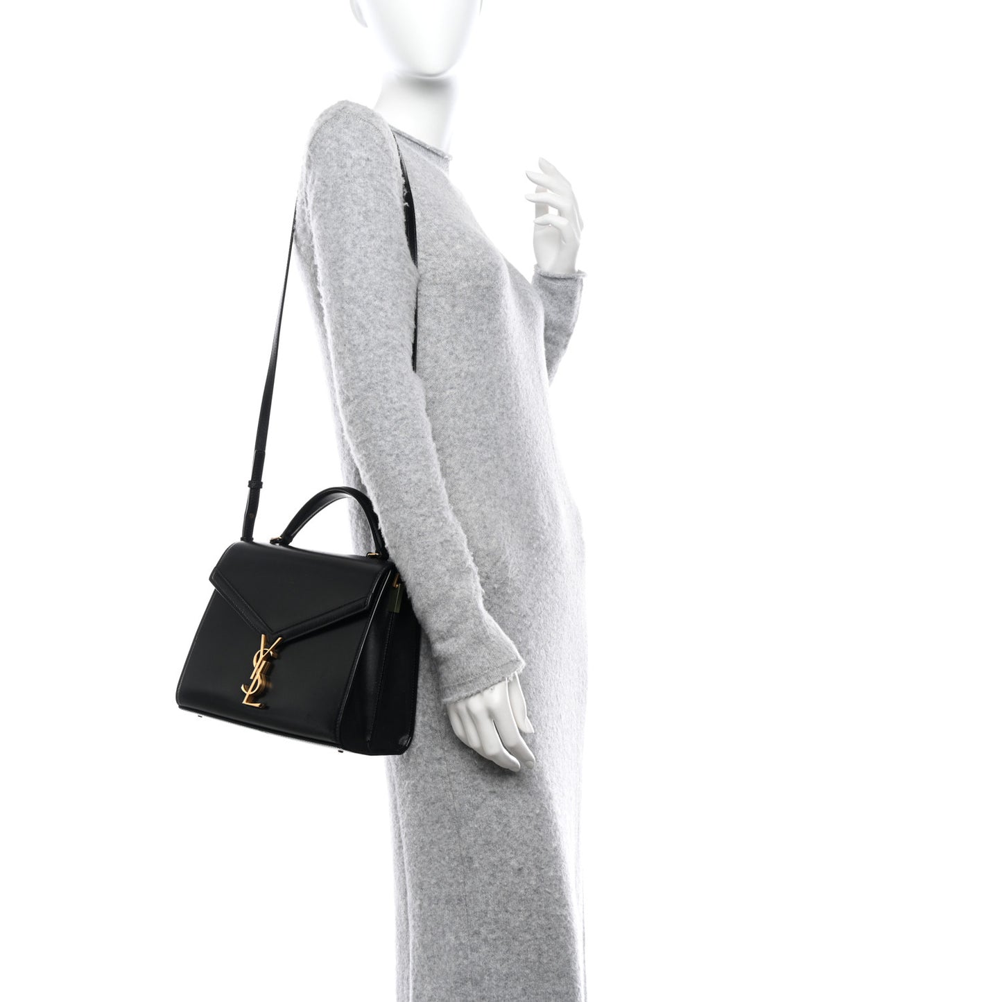 Smooth Calfskin Medium Classic Monogram Cassandra Top Handle Black Rouge Legion