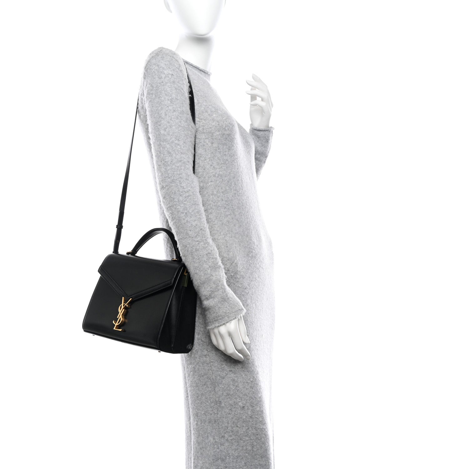 Saint Laurent Smooth Calfskin Medium Classic Monogram Cassandra Top Handle Black Rouge Legion 2 of 19