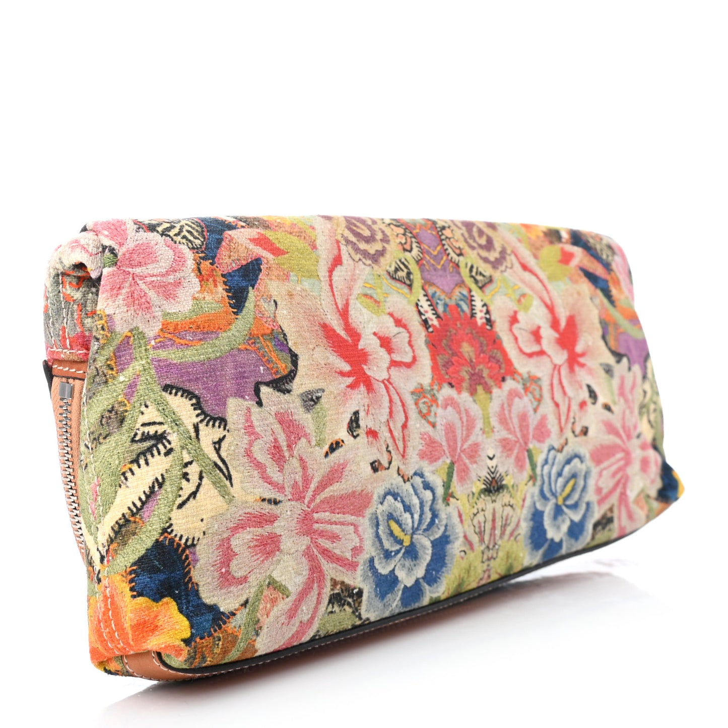 Canvas Floral Printed Padlock Skull Clutch Multicolor