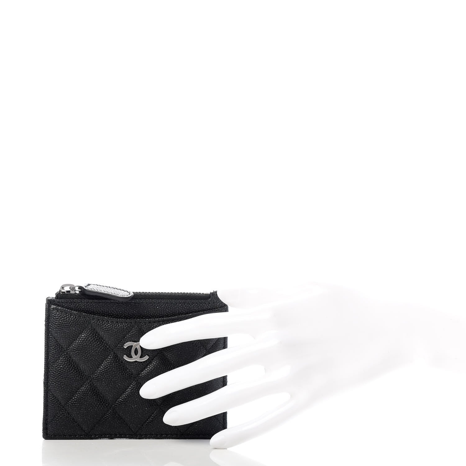 Chanel Iridescent Caviar Quilted CC Zip Card Holder Black 2 of 8