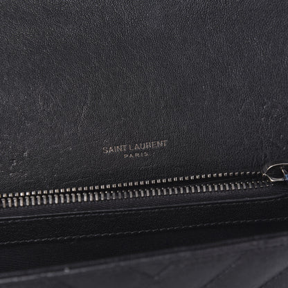Saint Laurent Sheepskin Matelasse Chevron Monogram Medium College Bag Black 8 of 11