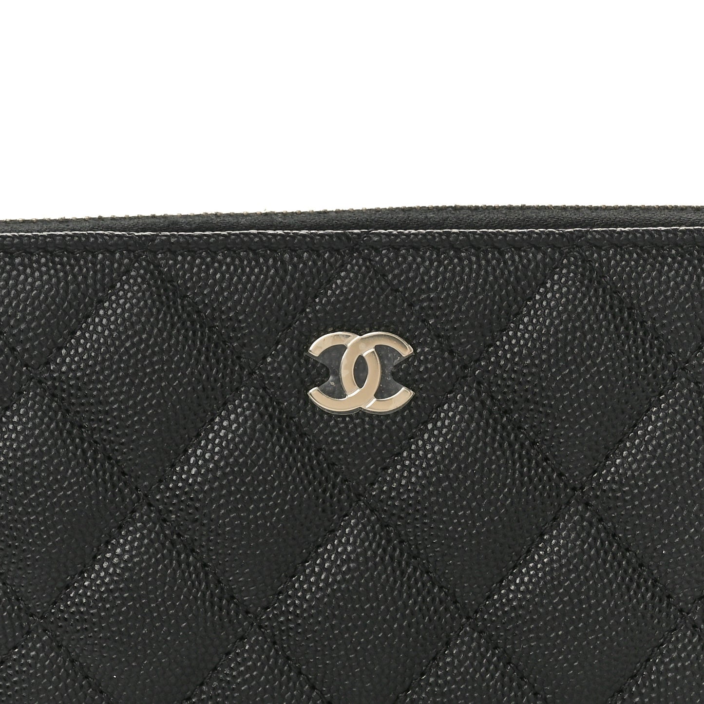 Caviar Quilted Medium Zip Around Wallet Black