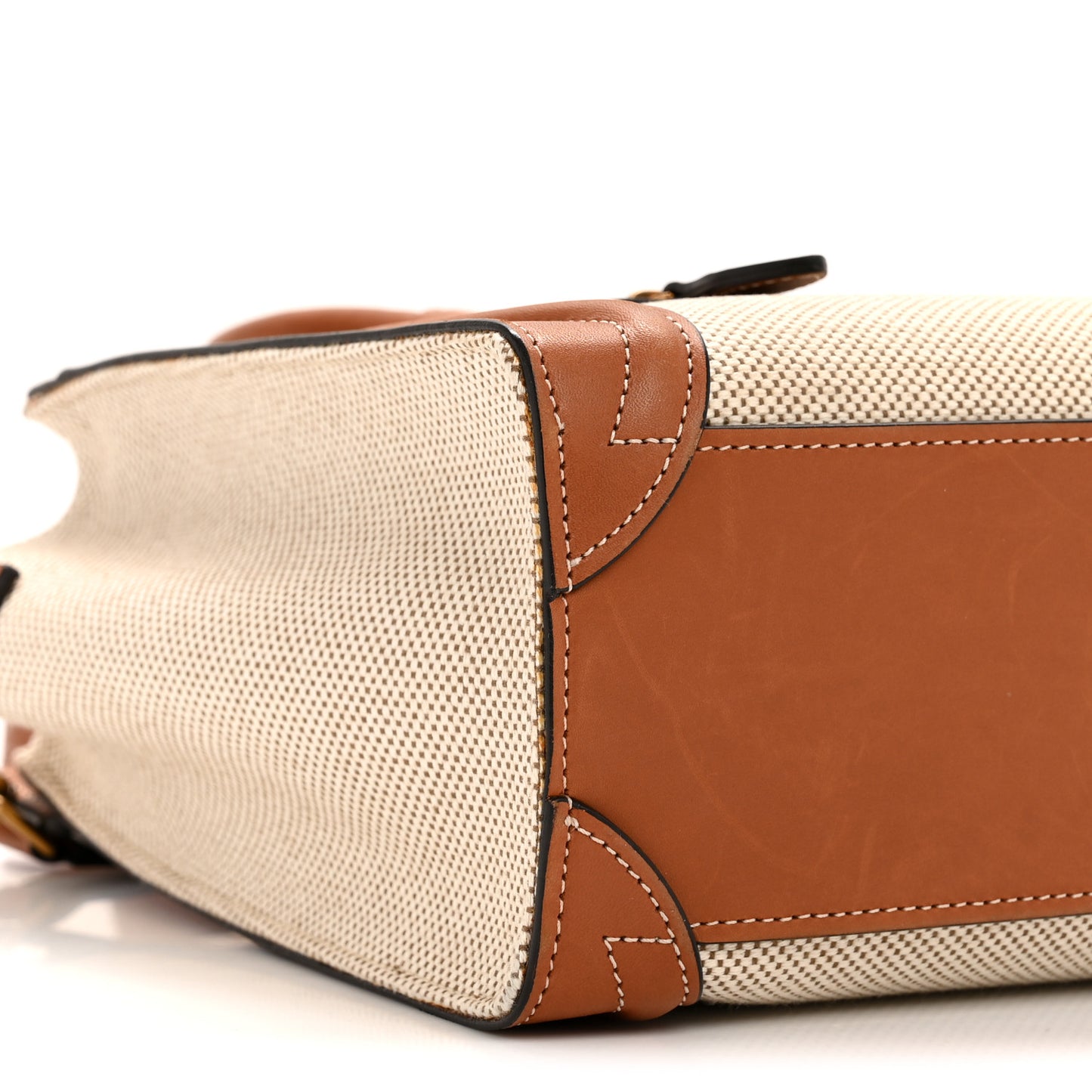 Textile Smooth Calfskin Nano Luggage Tan White
