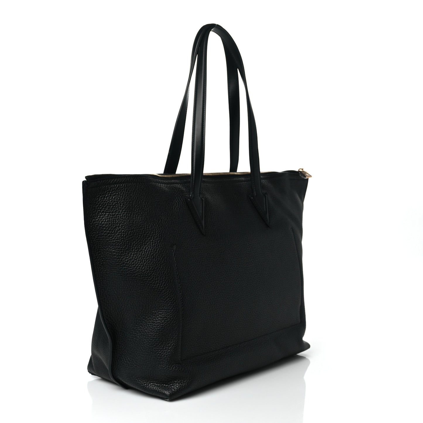 Grained Calfskin Large V Greca Signature Tote Bag Black