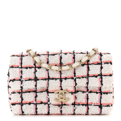 Chanel Tweed Quilted Mini Rectangular Flap White Multicolor 1 of 11