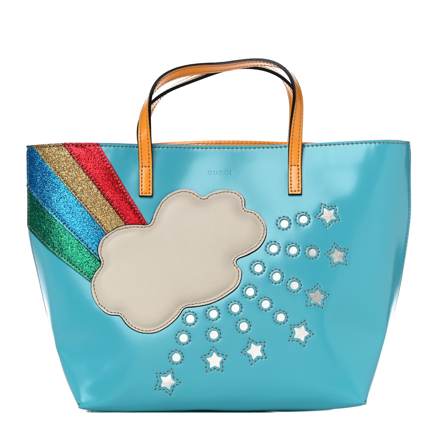Gucci Calfskin Childrens Rainbow Tote Blue 1 of 11