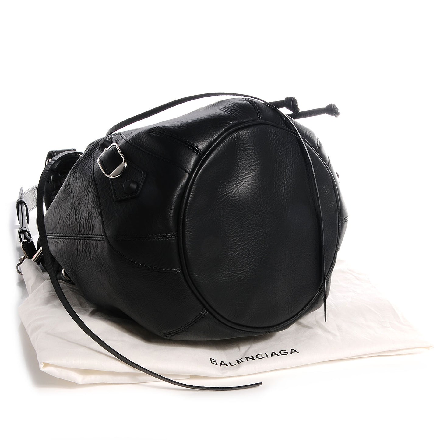 Matte Goatskin Rubber Covered Classic Hardware Mini Pompon Black