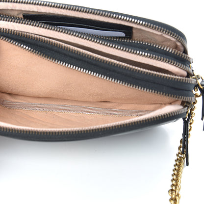 Gucci Calfskin Matelasse Mini GG Marmont Chain Crossbody Bag Black 7 of 13