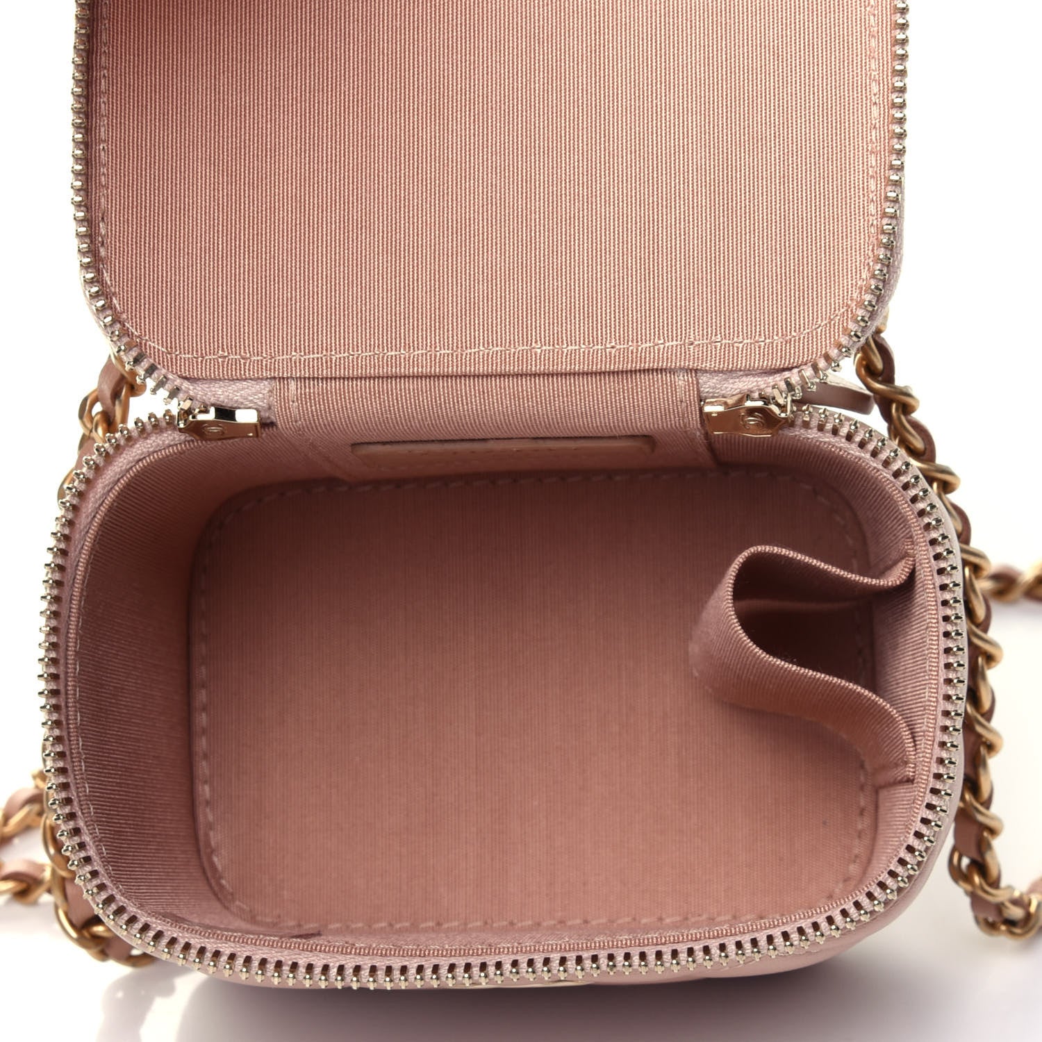Chanel Lambskin Quilted Top Handle Mini Vanity Case With Chain Beige 3 of 4
