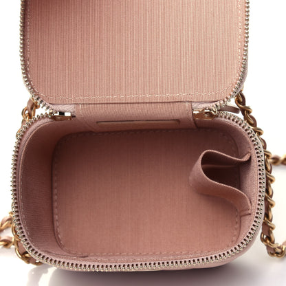 Chanel Lambskin Quilted Top Handle Mini Vanity Case With Chain Beige 3 of 4