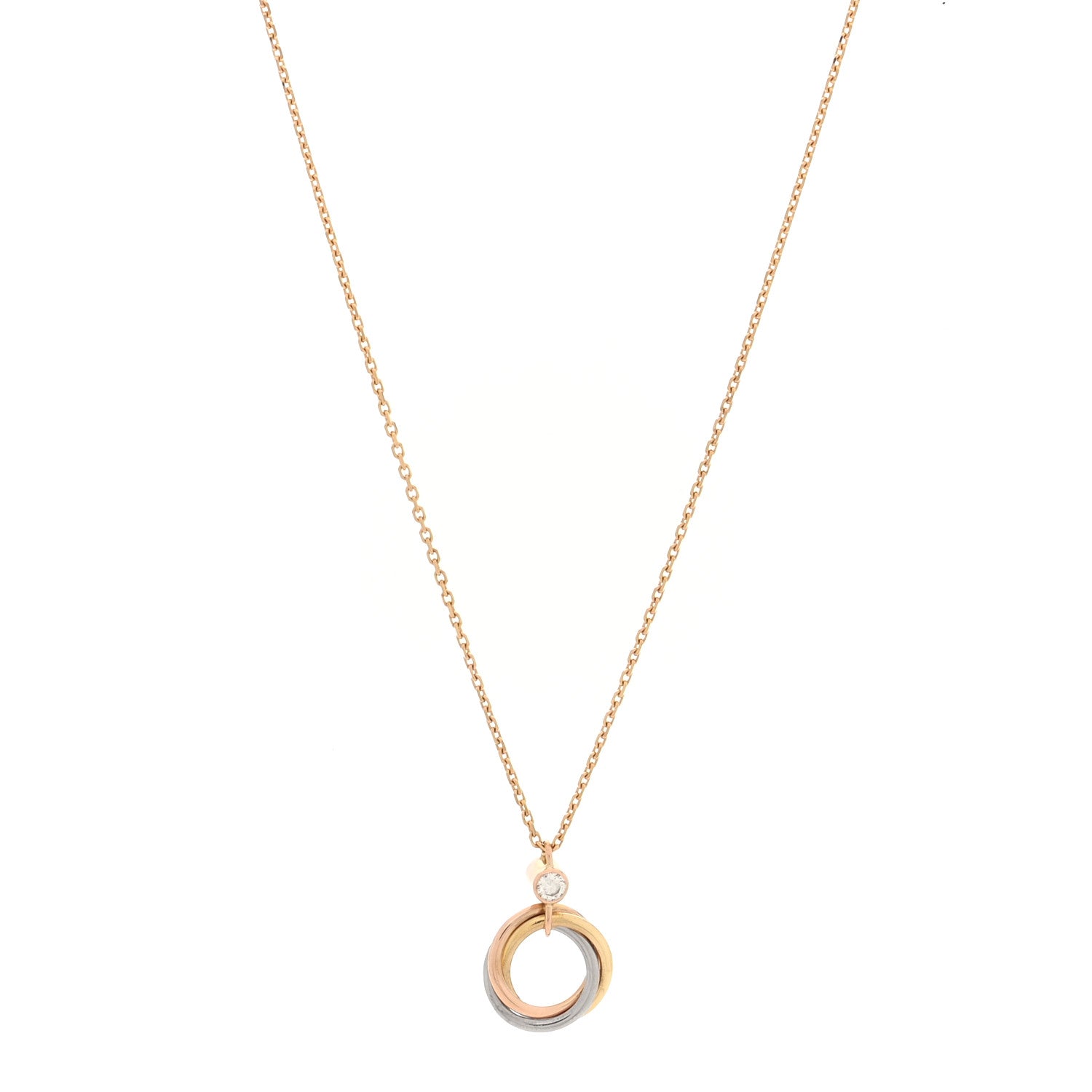 Cartier 18K Pink Yellow White Gold Diamond Trinity Pendant Necklace 1 of 4