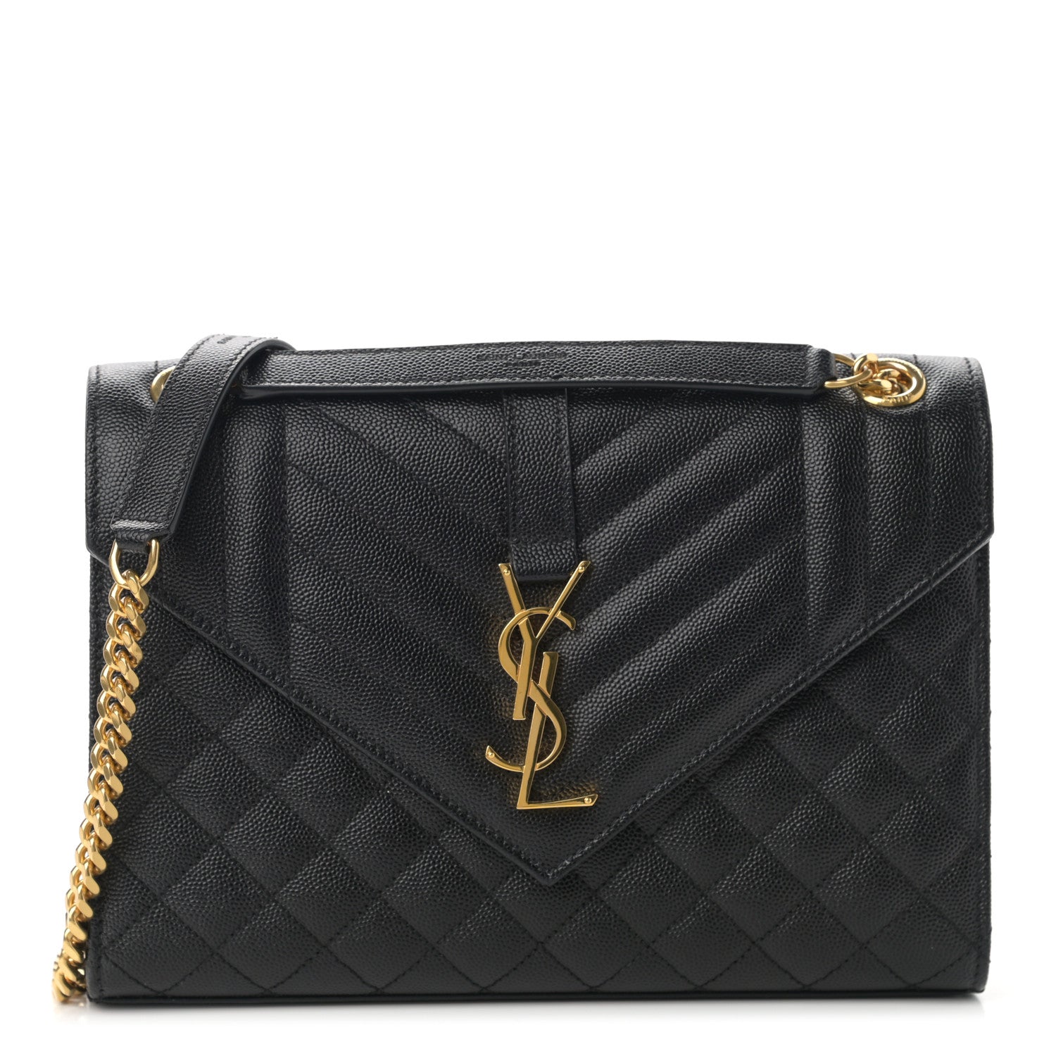 Saint Laurent Grain De Poudre Textured Mixed Matelasse Triquilt Medium Monogram Satchel Black 1 of 12