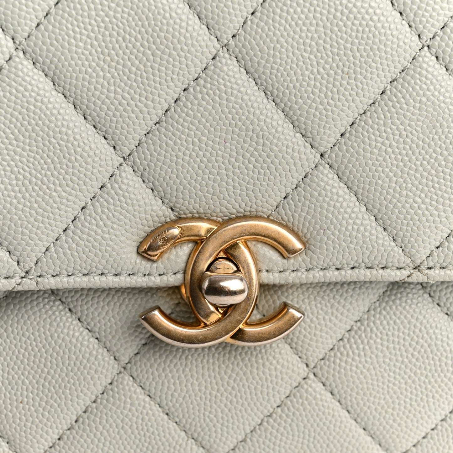 Caviar Quilted Medium Carry Me Top Handle Flap Light Blue