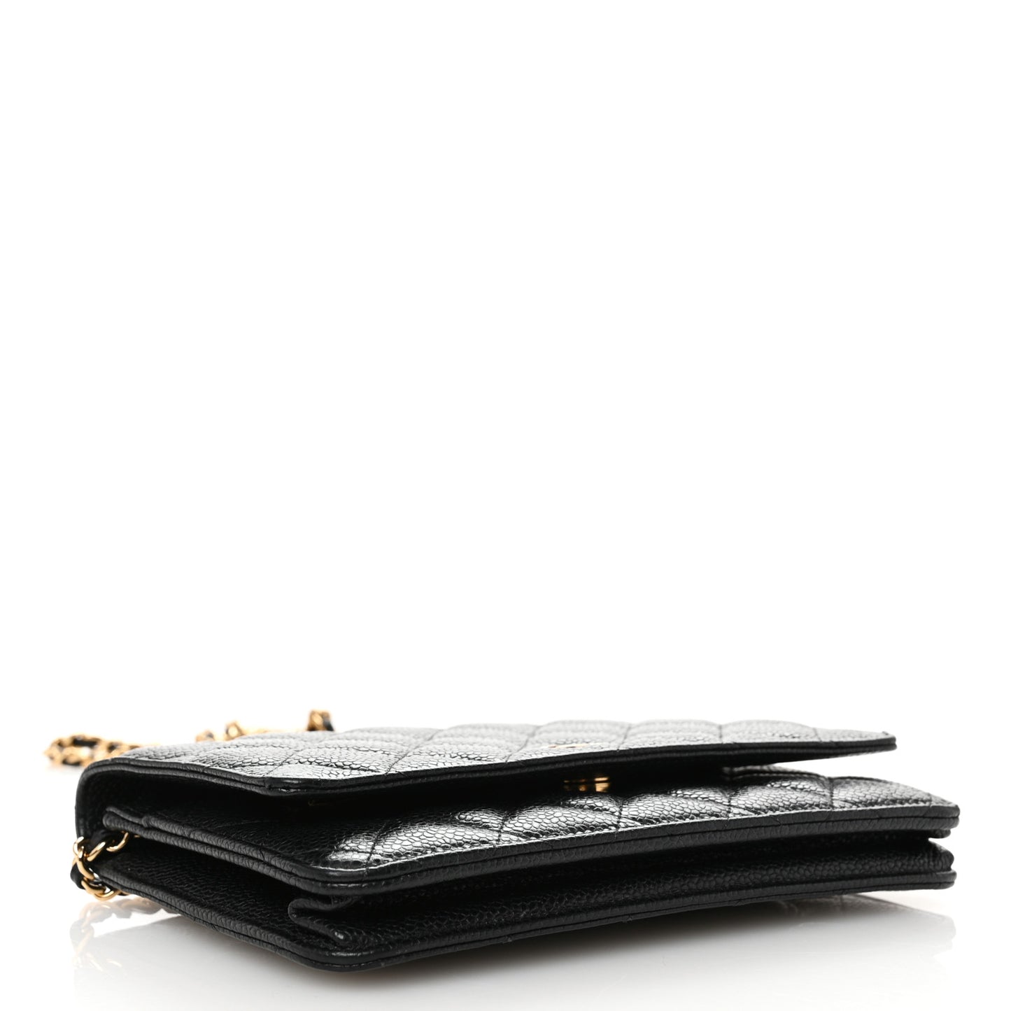 Caviar Quilted Wallet on Chain WOC Black