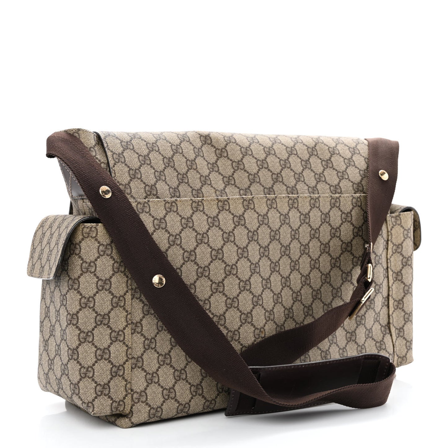 GG Plus Monogram Messenger Diaper Bag Dark Brown