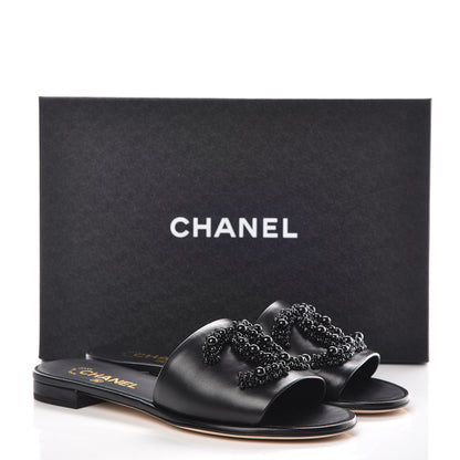 Chanel Lambskin Beaded CC Mules 39 Black 10 of 10