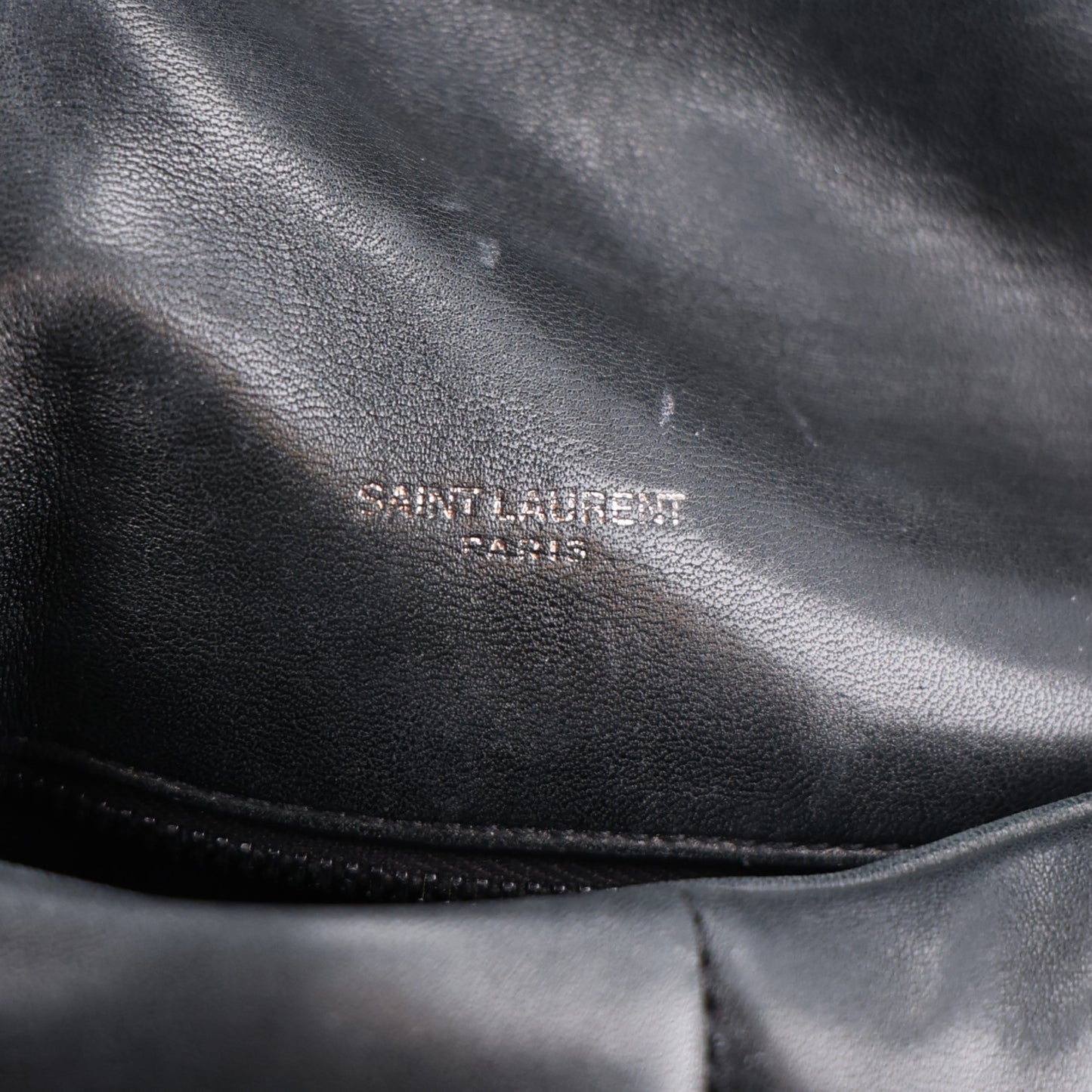Lambskin Quilted Monogram Monochrome Small Loulou Puffer Chain Satchel Black