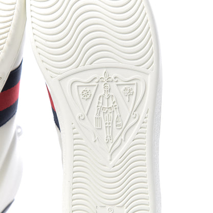 Gucci Calfskin Miro Soft Web Bee Embroidered Mens Ace High Top Sneakers 8 White 6 of 10