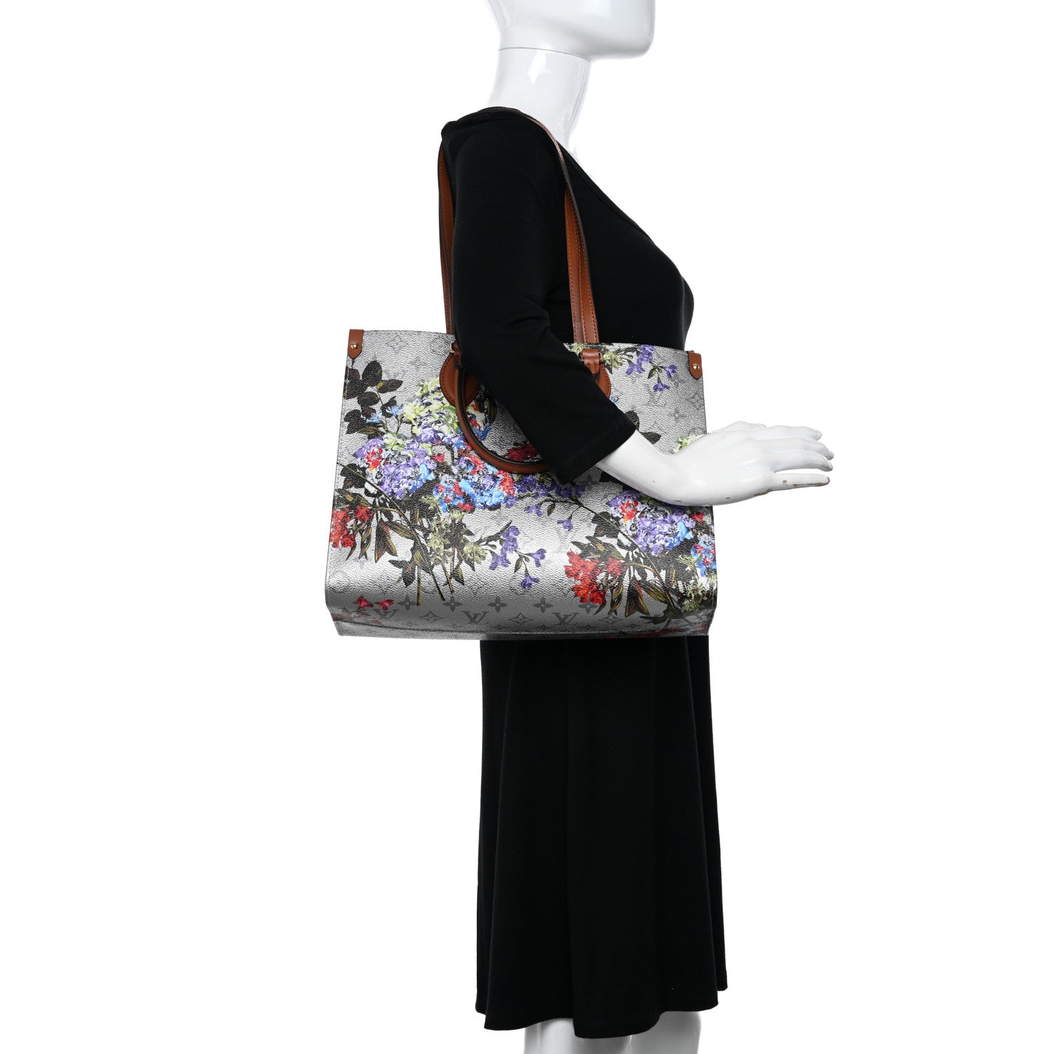 Louis Vuitton Metallic Monogram LV Garden OnTheGo MM Silver 2 of 9