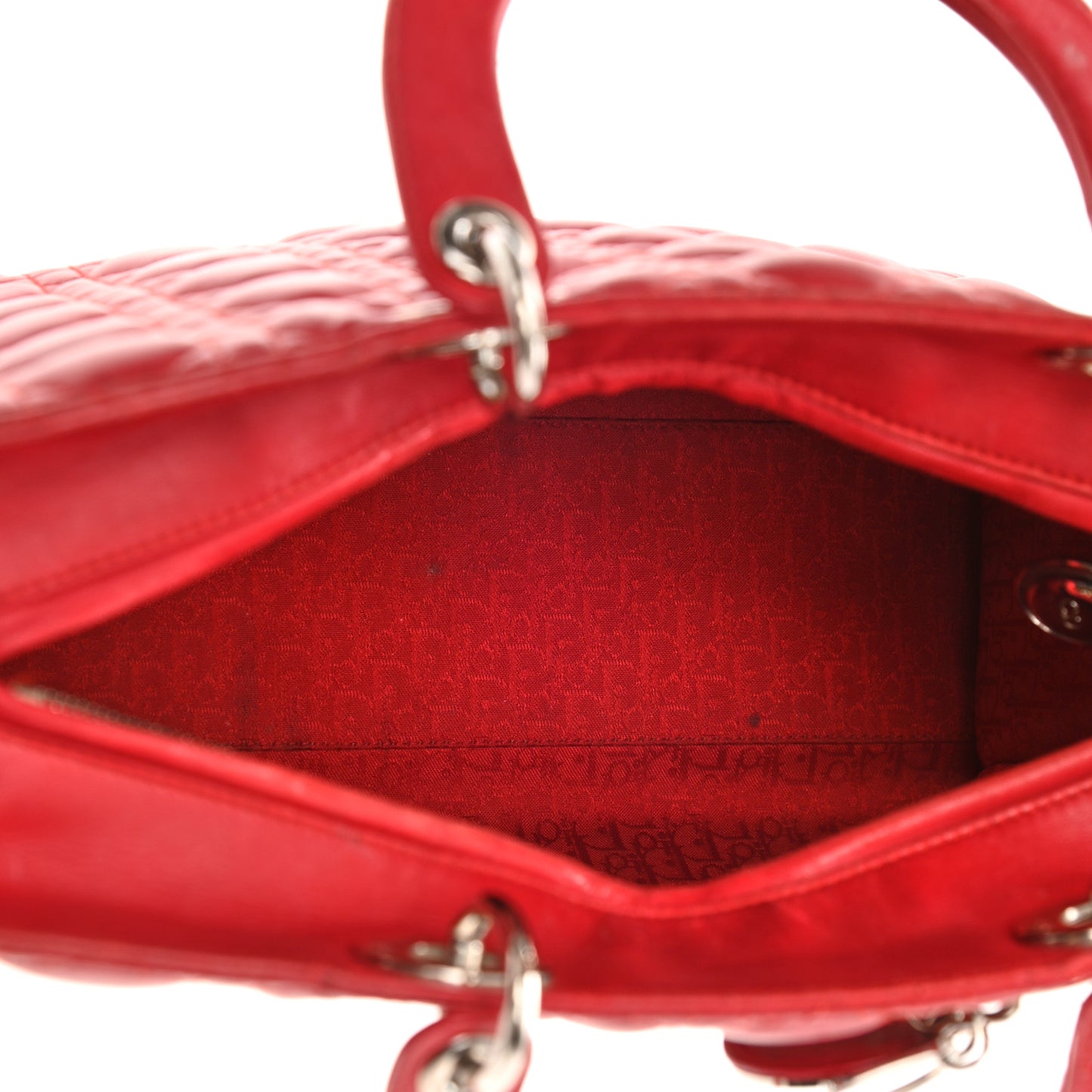 Lambskin Cannage Large Lady Dior Red