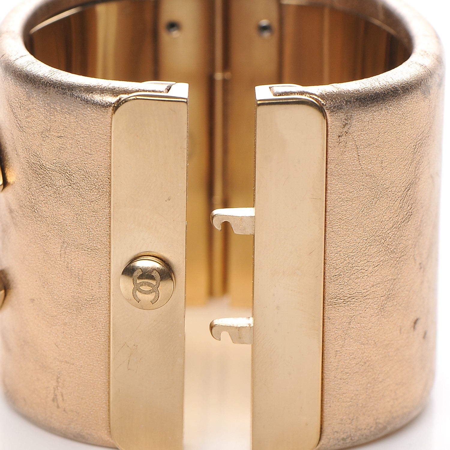 Chanel Metallic Lambskin CC Cuff Gold 4 of 5