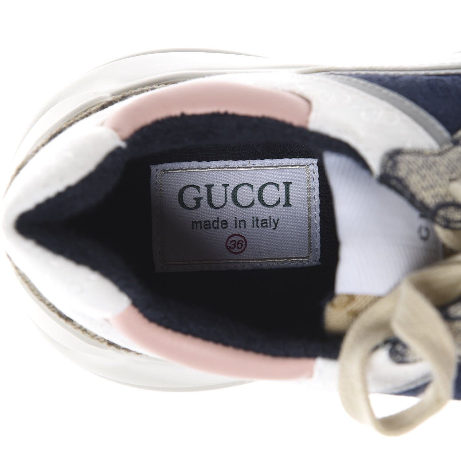 Gucci GG Supreme Monogram Mix Monogram Womens Rhyton Sneakers 36 London Blue Beige Pale Pink 7 of 8