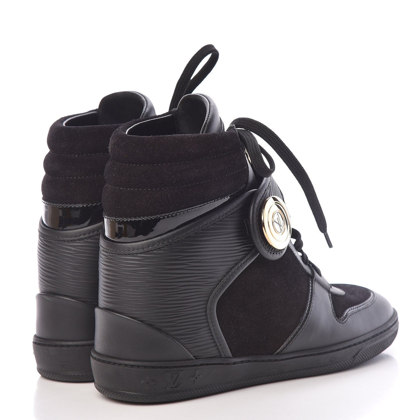 Epi Suede Postmark Wedge Sneakers 36.5 Black