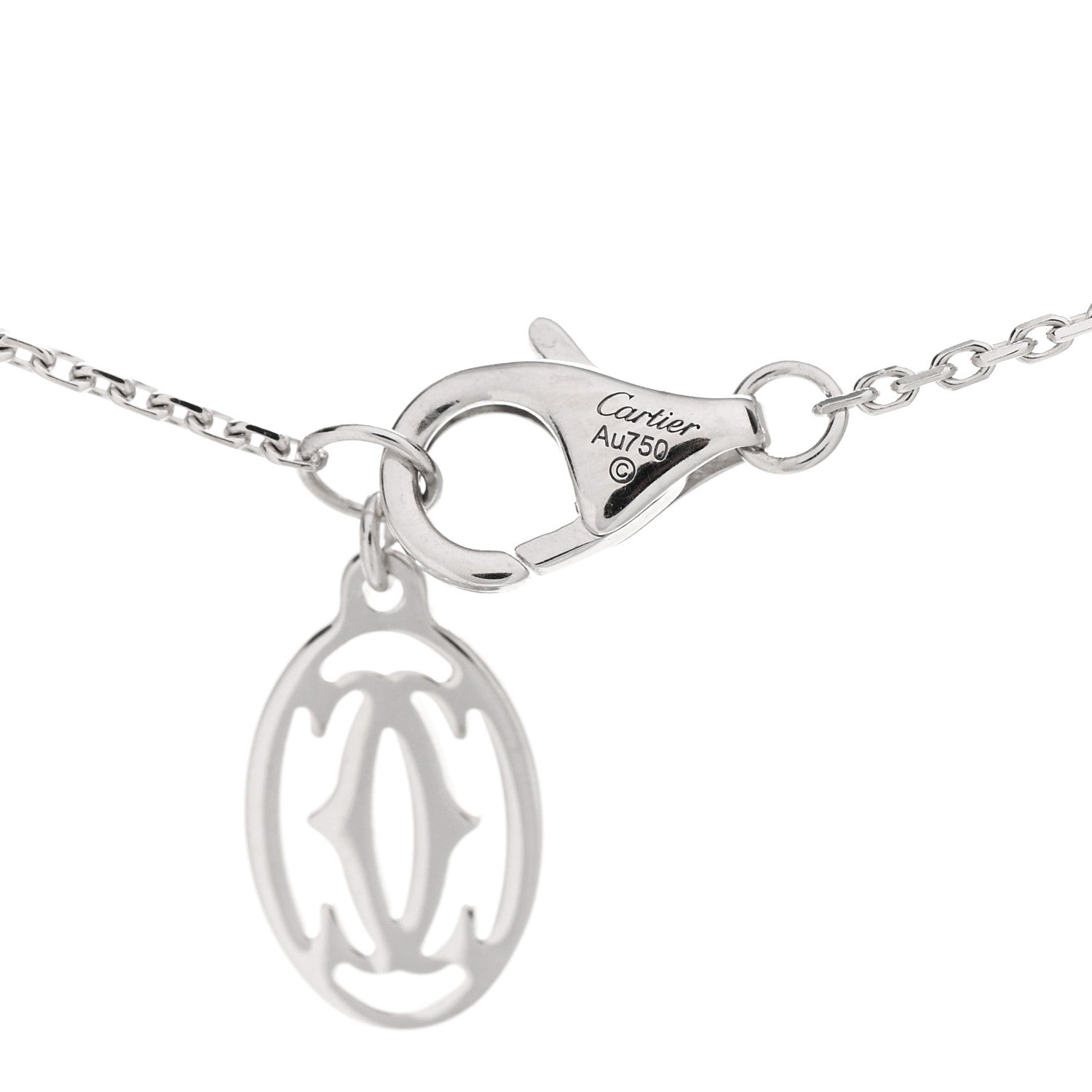 Cartier 18K White Gold Blue Sapphire Symbols Cross Pendant Necklace 4 of 4