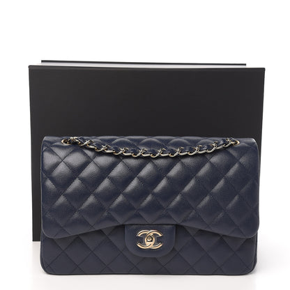 Chanel Caviar Quilted Jumbo Double Flap Navy Blue 10 of 10