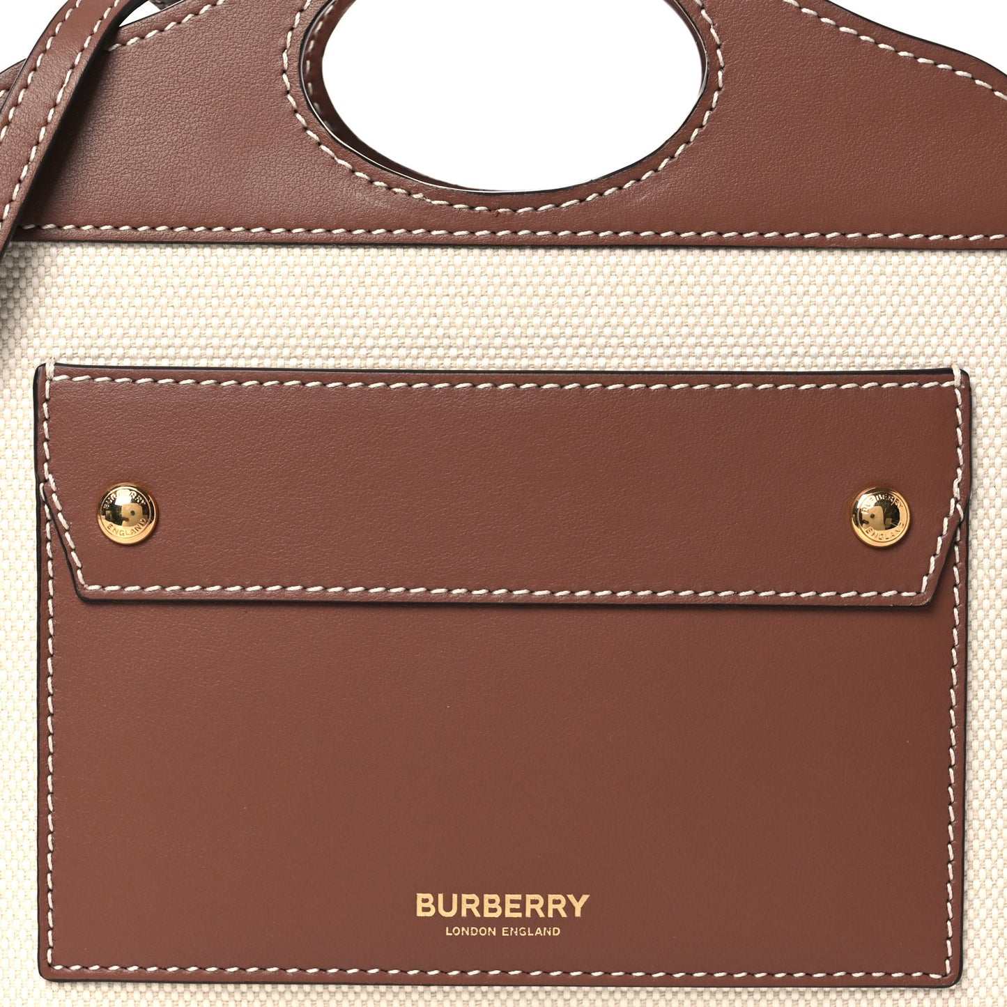 Smooth Calfskin Canvas Two Tone Micro Pocket Bag  Malt Brown Tan