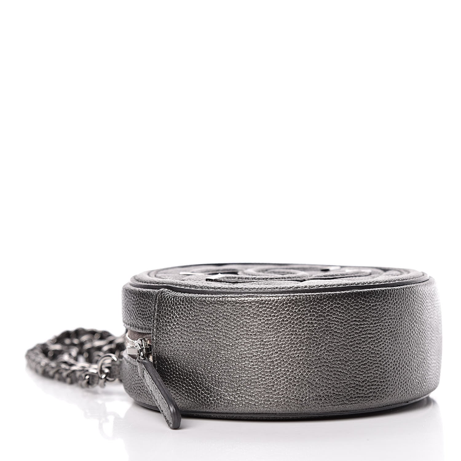 Chanel Metallic Caviar Quilted Round Filigree Crossbody Dark Silver 4 of 11