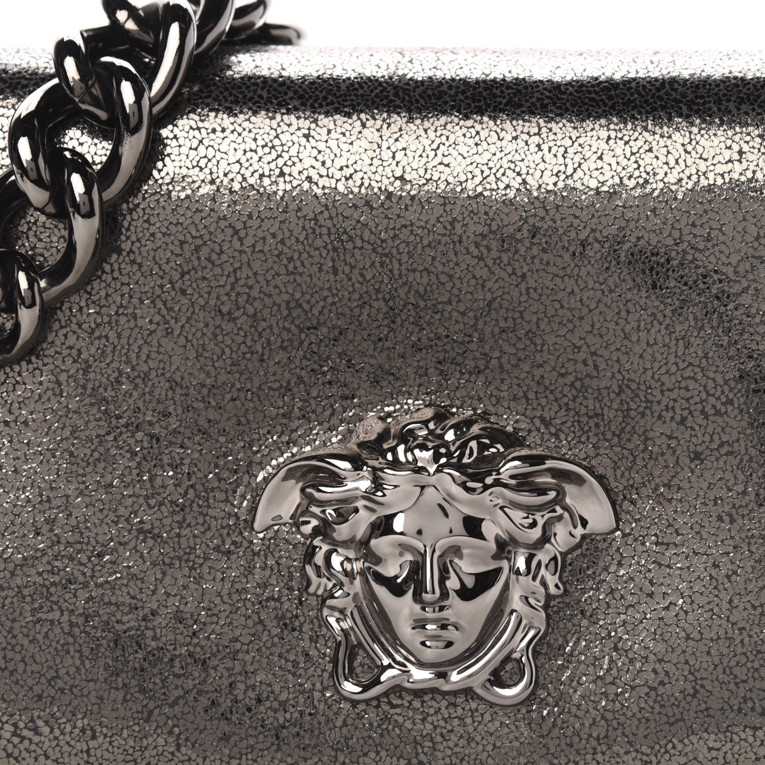 Versace Metallic Suede Palazzo Sultan Shoulder Bag Antracite 11 of 11