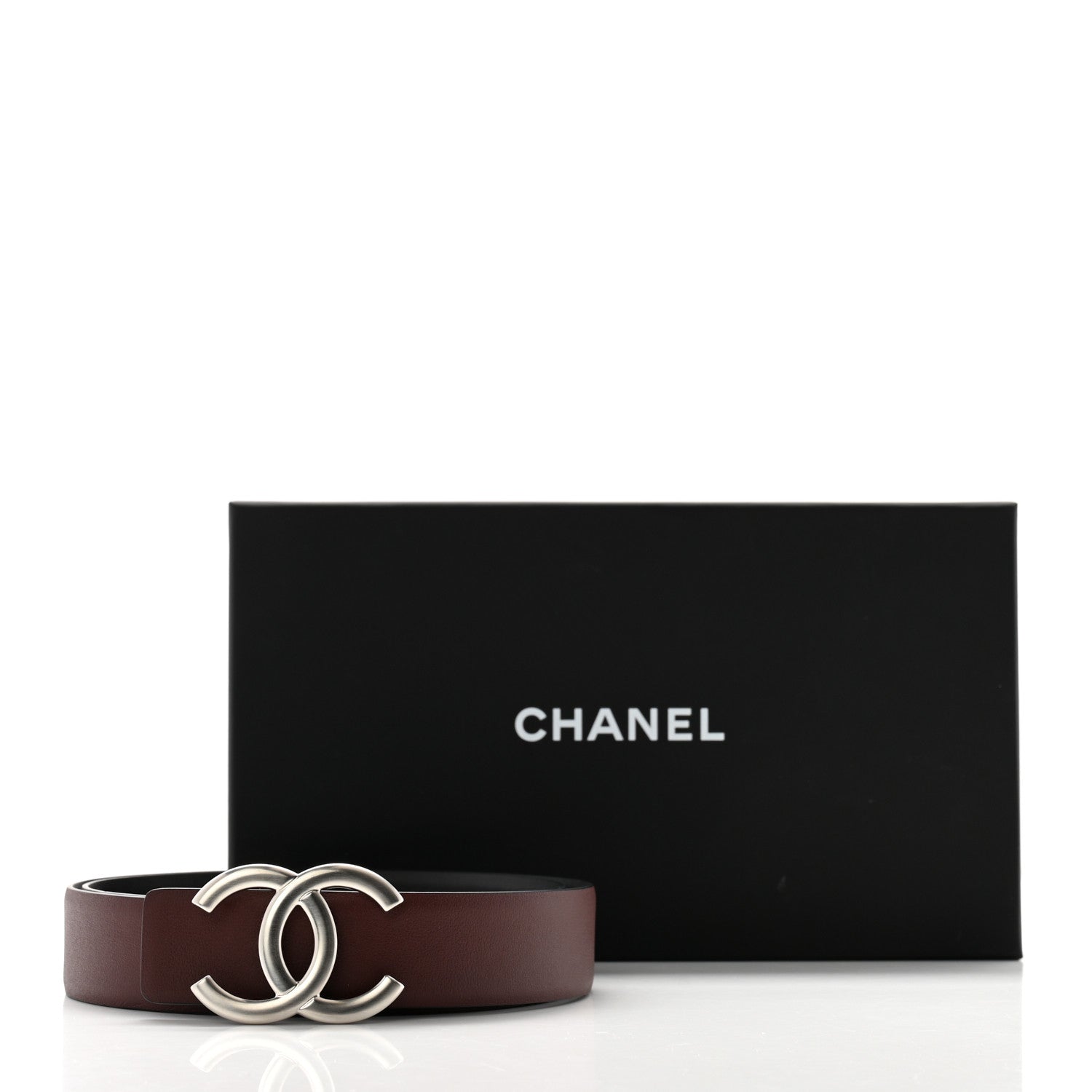 Chanel Calfskin CC Reversible Belt 85 34 Black Burgundy 8 of 8