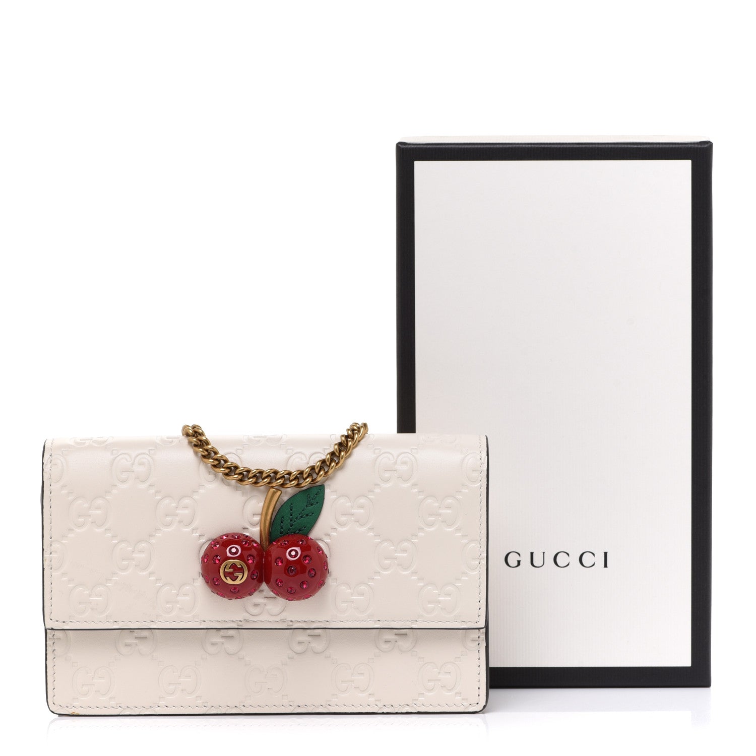 Gucci Guccissima Mini Cherry Chain Bag White 10 of 10