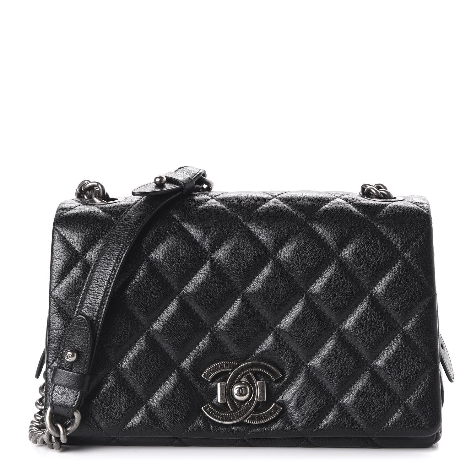 Chanel Goatskin Quilted Medium City Rock Flap Black 1 of 10