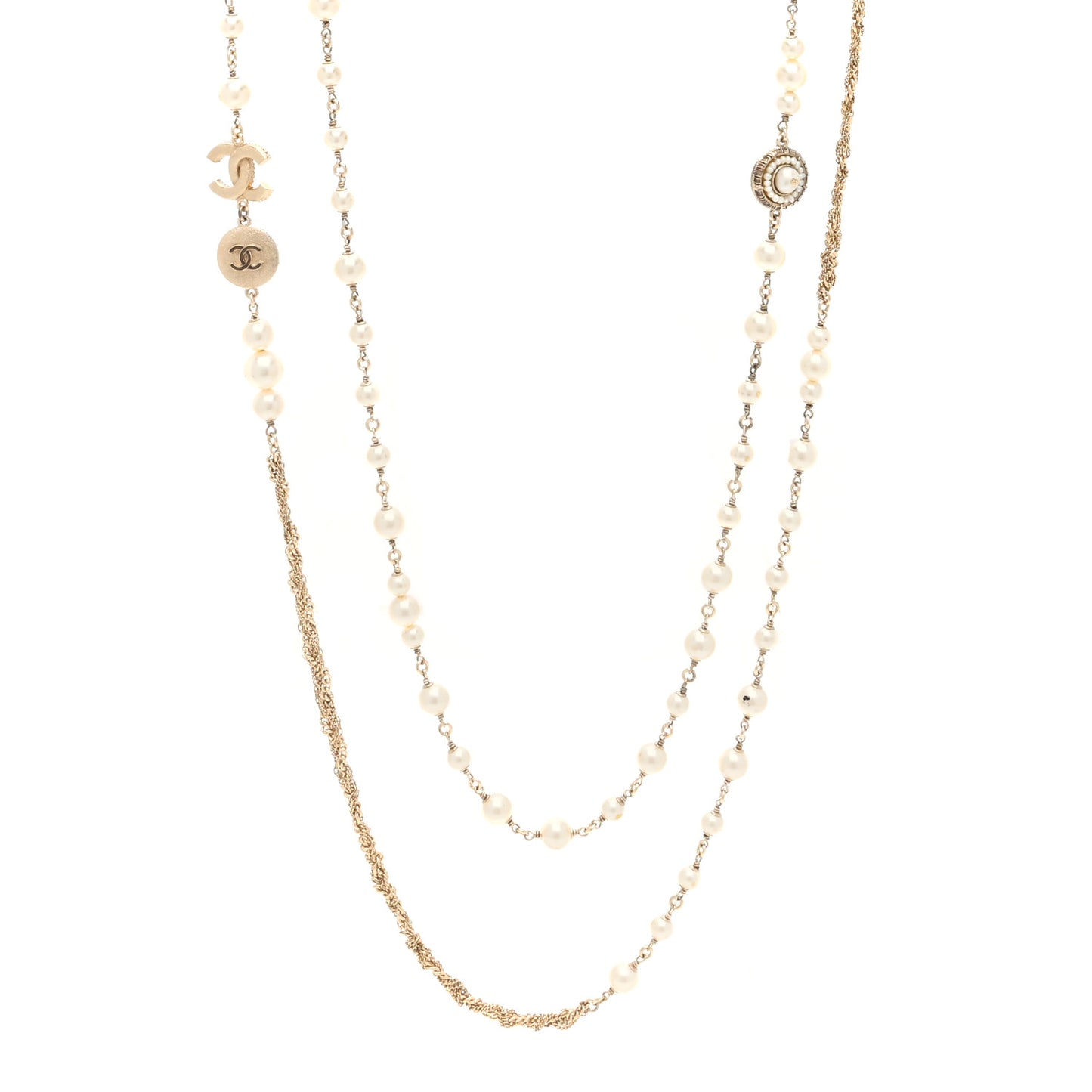 Pearl Multistrand CC Long Necklace Pearly White