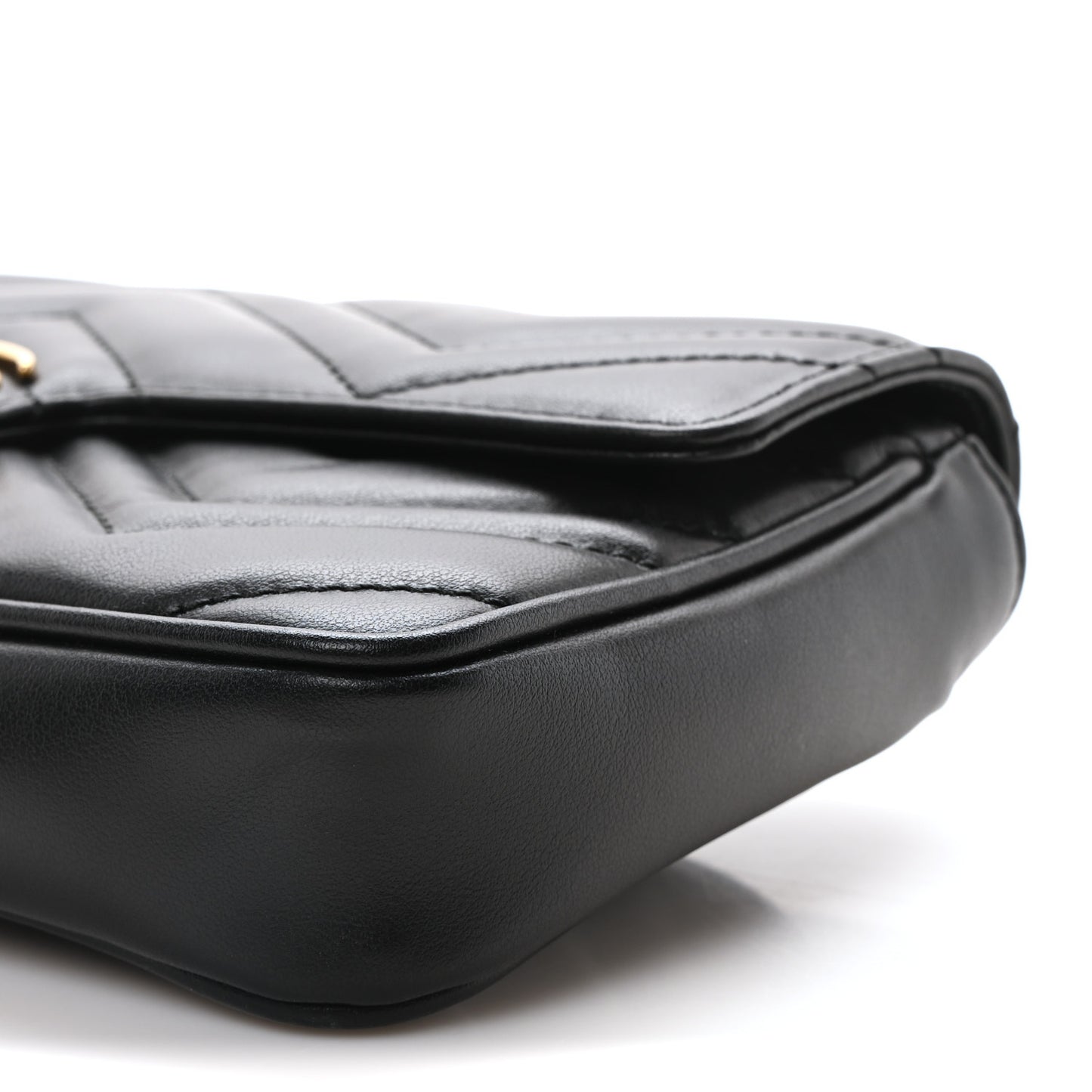 Calfskin Matelasse Mini GG Marmont Shoulder Bag With Case  Black White