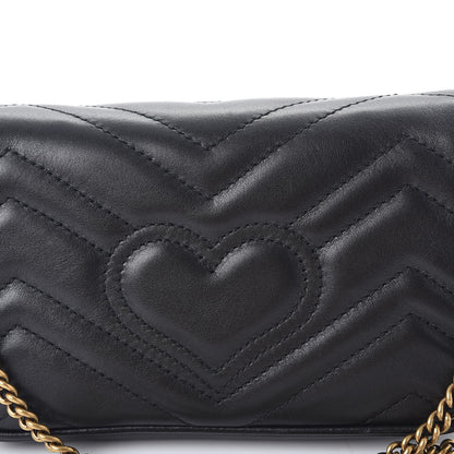 Gucci Calfskin Matelasse Super Mini GG Marmont Shoulder Bag Black 6 of 10