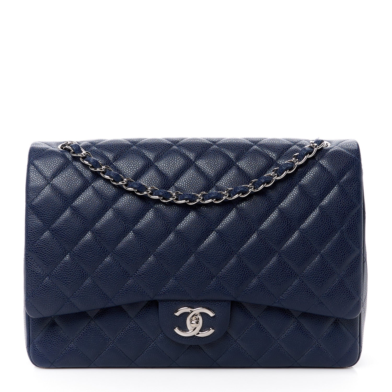 Chanel Caviar Quilted Maxi Double Flap Navy Blue 1 of 11