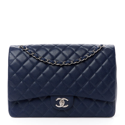 Chanel Caviar Quilted Maxi Double Flap Navy Blue 1 of 11