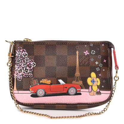 Louis Vuitton Damier Ebene 2019 Christmas Animation Mini Pochette Accessories Red 1 of 8